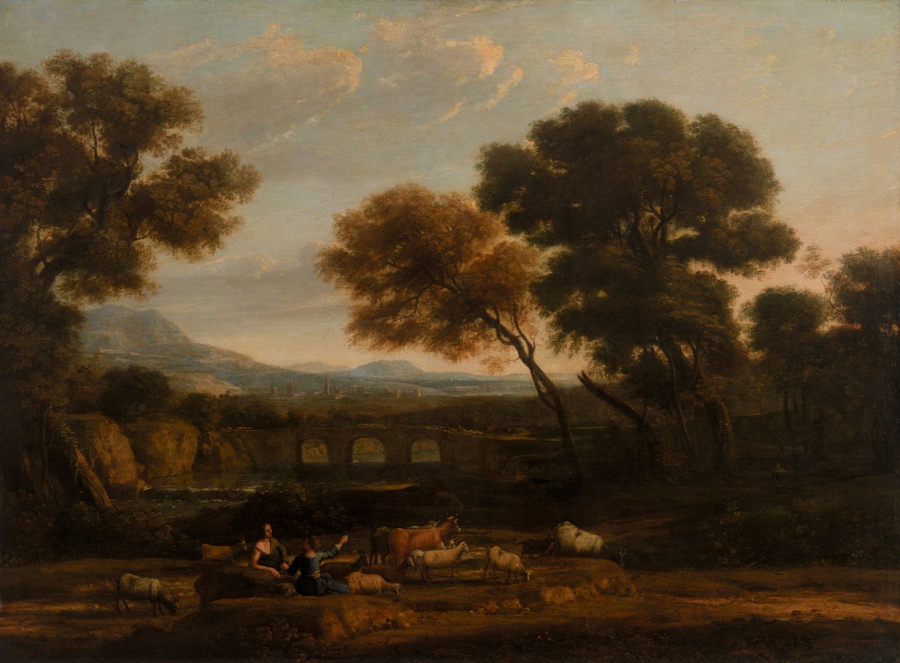 Pastoraalinen maisema tekijältä Claude Lorrain