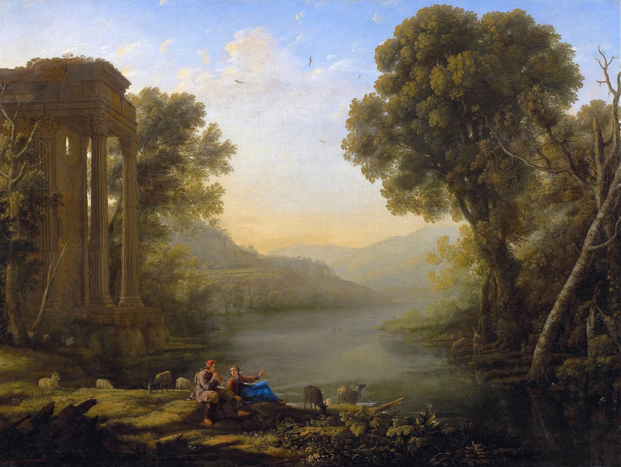 Pastoraalinen maisema tekijältä Claude Lorrain