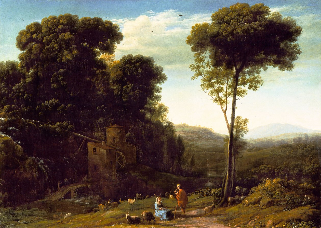 Pastoraalinen maisema myllyllä, 1634 tekijältä Claude Lorrain