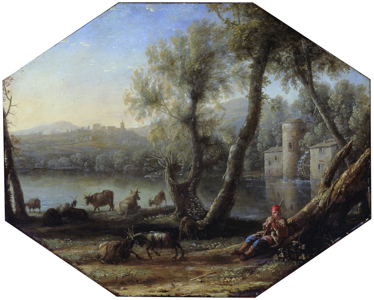 Pastoraalinen maisema tekijältä Claude Lorrain