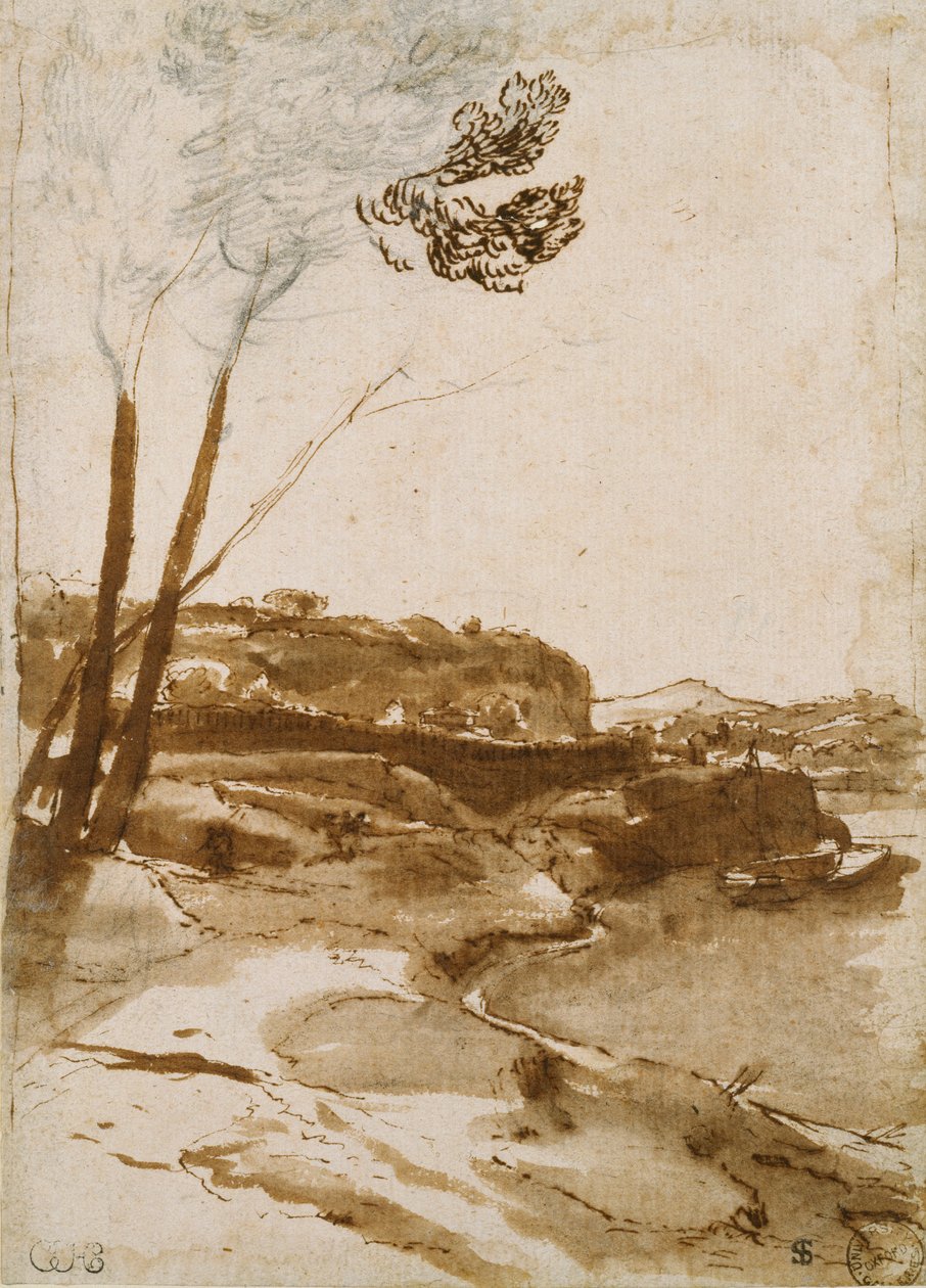 Polku Tiberiä pitkin, c1635-1640 tekijältä Claude Lorrain