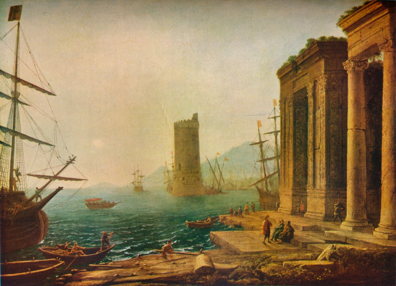 Ostian satama, Rooma, c1643 1931 tekijältä Claude Lorrain