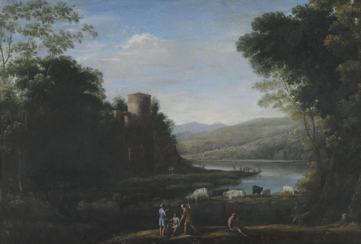Jokimaisema paimenten kanssa tekijältä Claude Lorrain