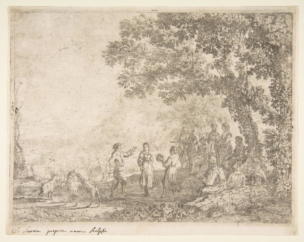 Country Dance Large Plate, n. 1637. tekijältä Claude Lorrain