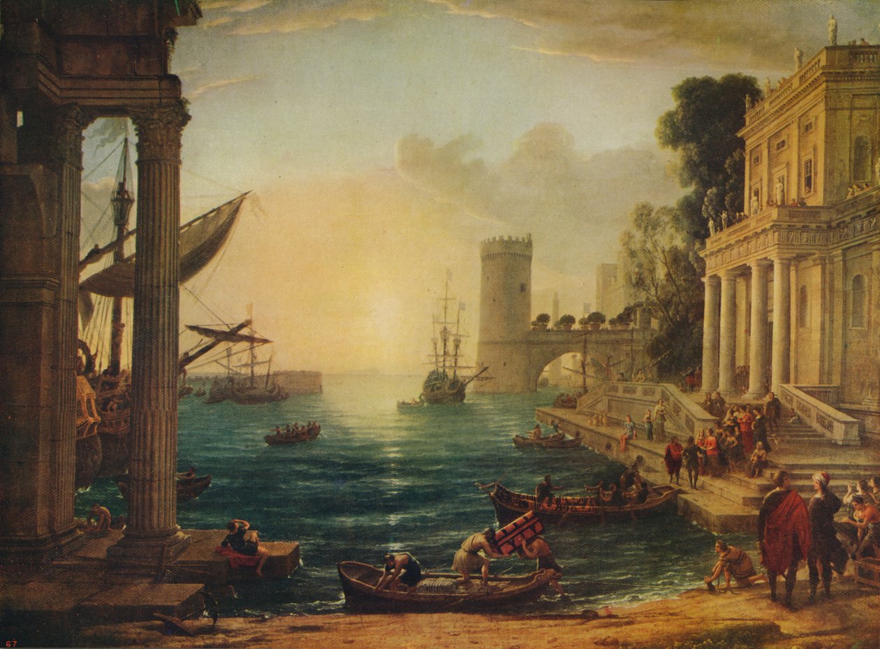 Saban kuningattaren alukseen tulo, 1648, n. 1915 tekijältä Claude Lorrain