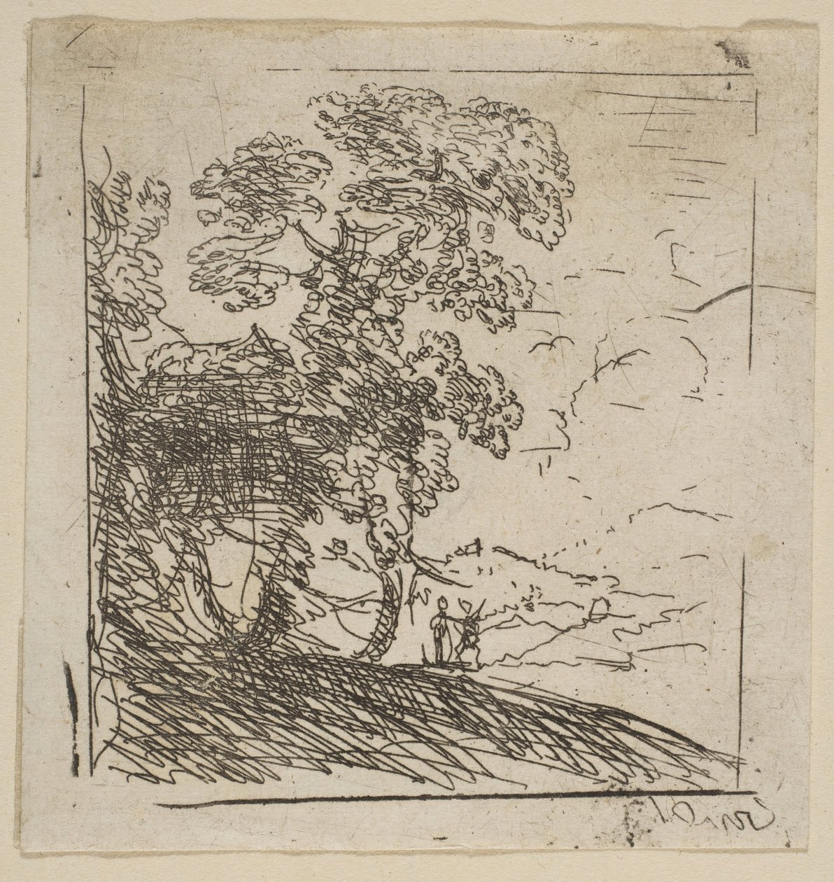 Kahden maiseman oikea puu, n. 1630. tekijältä Claude Lorrain