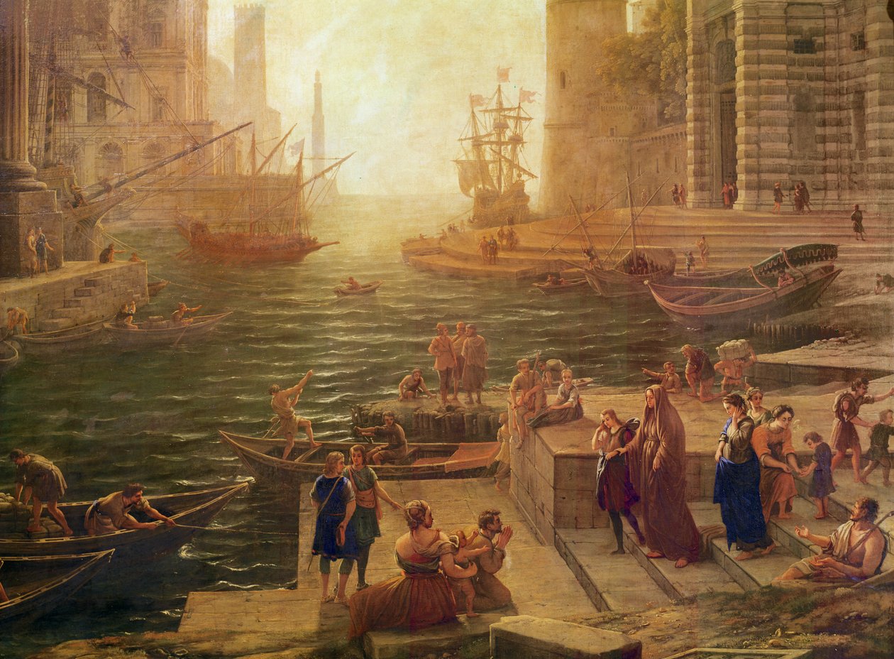 Pyhän roomalaisen Pyhän Paavalin lautta Ostiassa, alaosan yksityiskohta, 1639-40 öljy kankaalle tekijältä Claude Lorrain