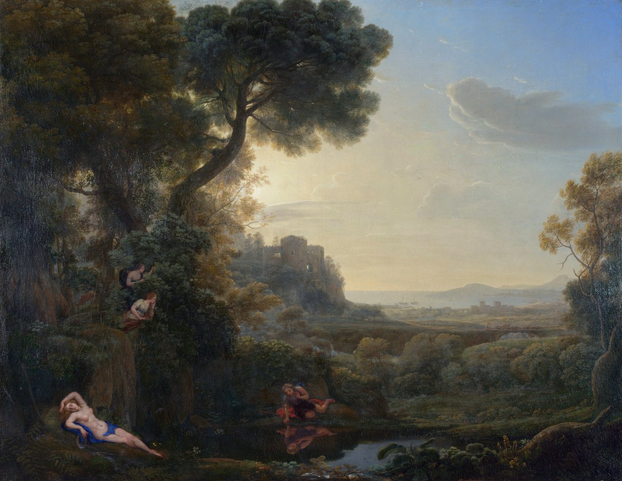 Maisema Narcissuksen ja Kaiun kanssa, 1644 tekijältä Claude Lorrain