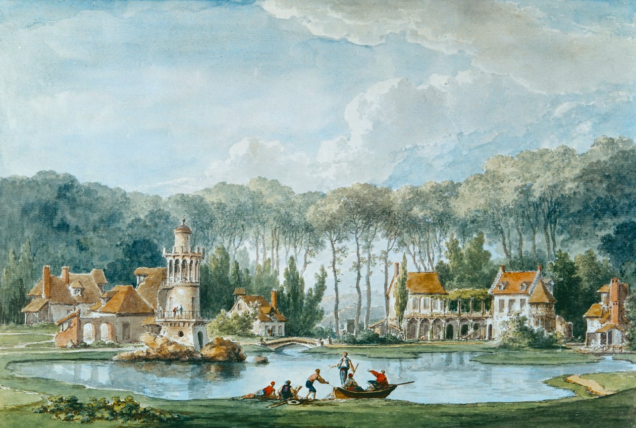 Hameau, Petit Trianon, 1786 tekijältä Claude Louis Chatelet