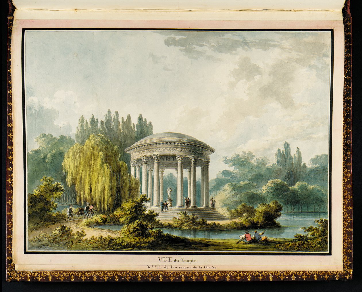 Näkymä temppelille Richard Miquen (1728-94) Recueil des plans du Petit Trianonista tekijältä Claude Louis Chatelet