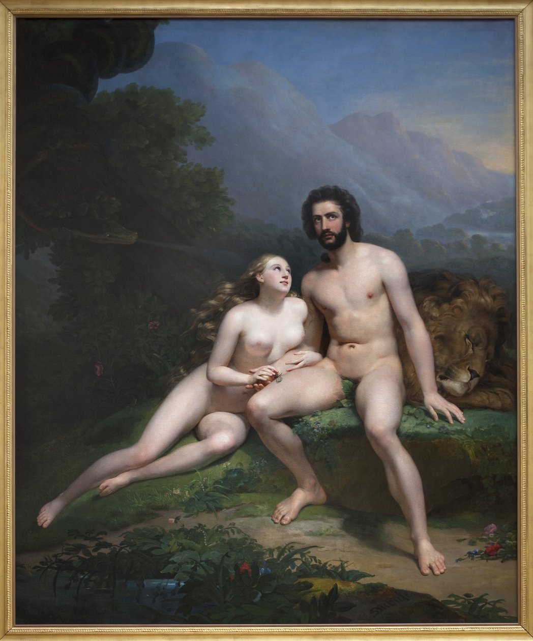 Aatami ja Eeva. Claude Marie Dubufen (1790-1864) maalaus öljy kankaalle tekijältä Claude Marie Dubufe