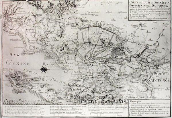 Atlas 131 H f.42 Kartta Bas Poitousta, Aunisista ja Saintongesta Aiguillonin lahden suot vuonna 1716 tekijältä Claude Masse