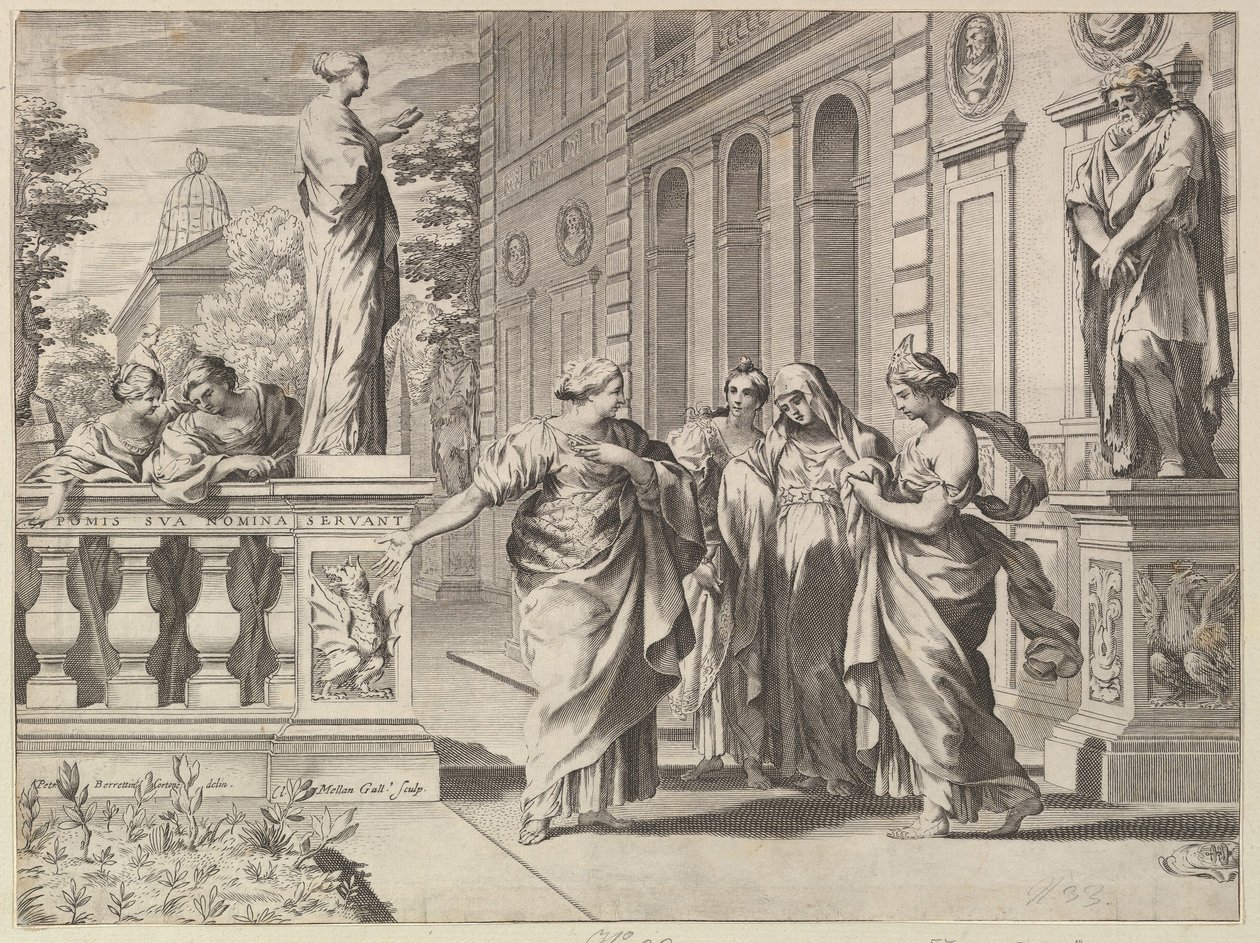 Allegoria Borghesen perheen perustaman roomalaisen korkeakoulun kunniaksi, 1615-88. tekijältä Claude Mellan
