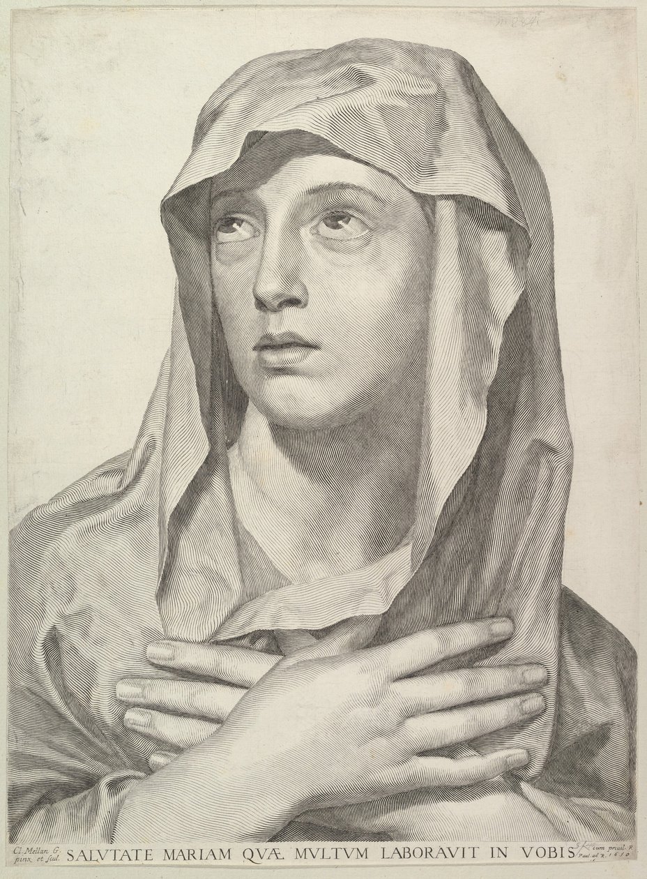 Neitsyen rintakuva, 1650. tekijältä Claude Mellan