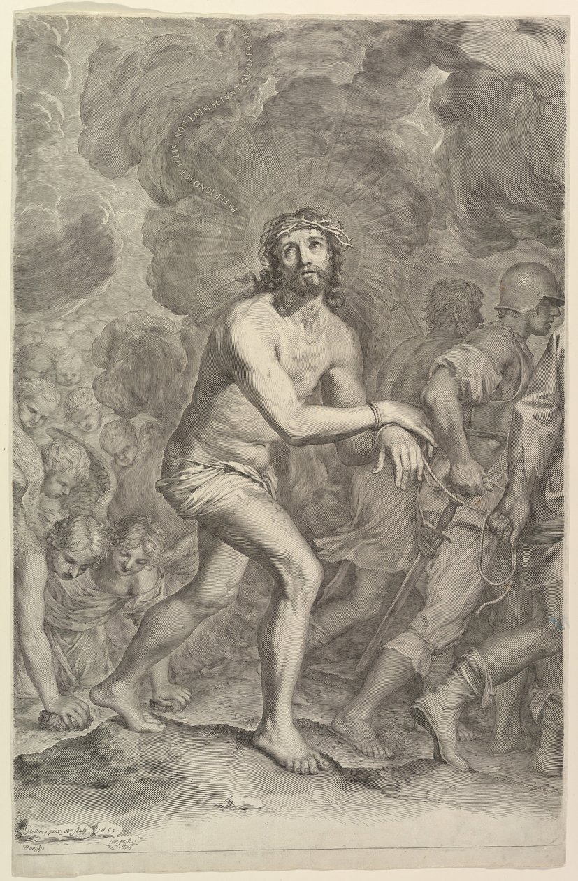 Sotilaiden ottama Kristus The Ascent to Golgata, 1659. tekijältä Claude Mellan
