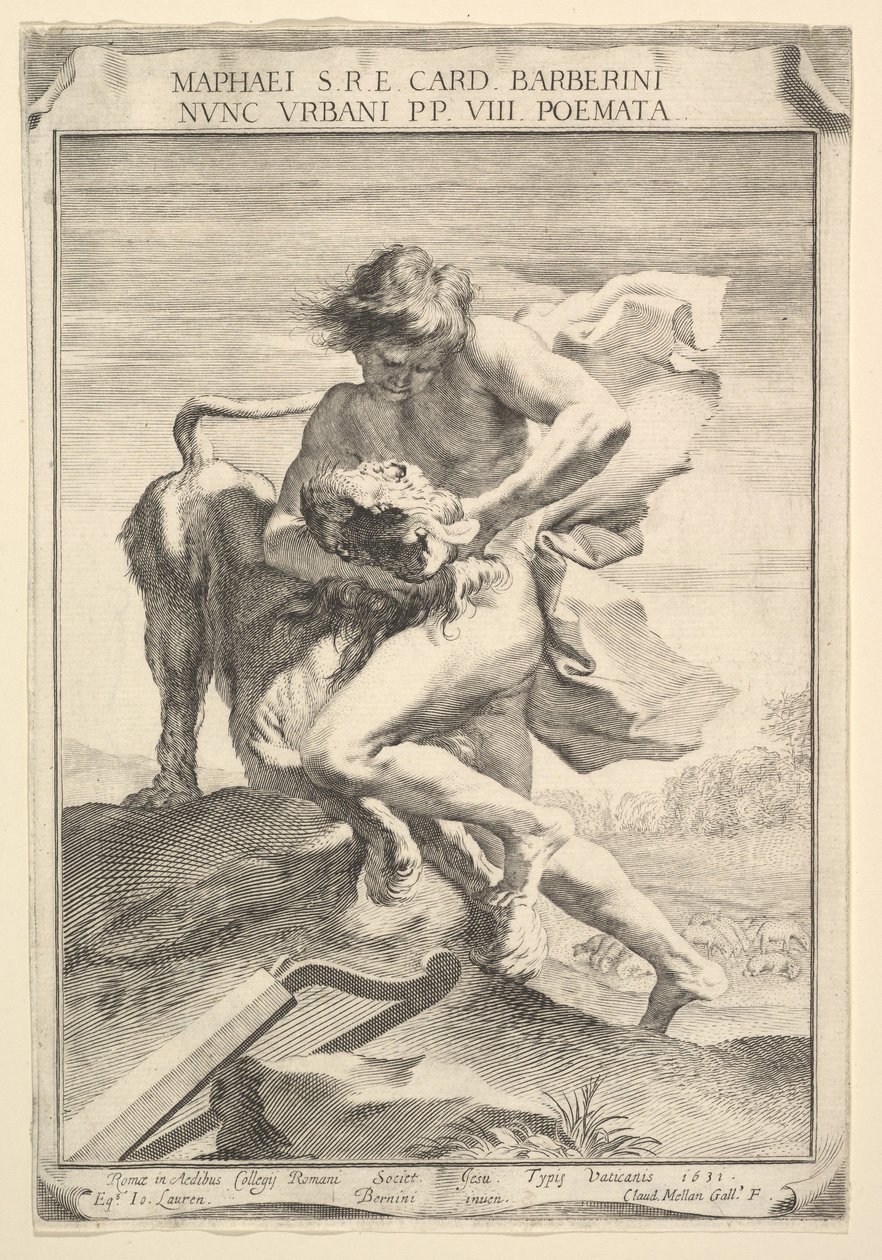 David kuristaa leijonaa, 1631. tekijältä Claude Mellan