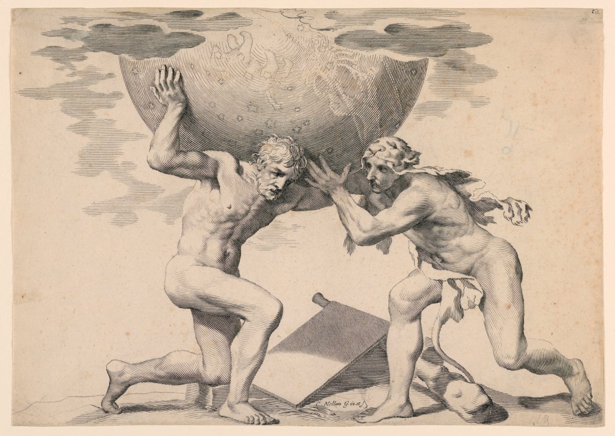 Hercules ja Atlas tekijältä Claude Mellan