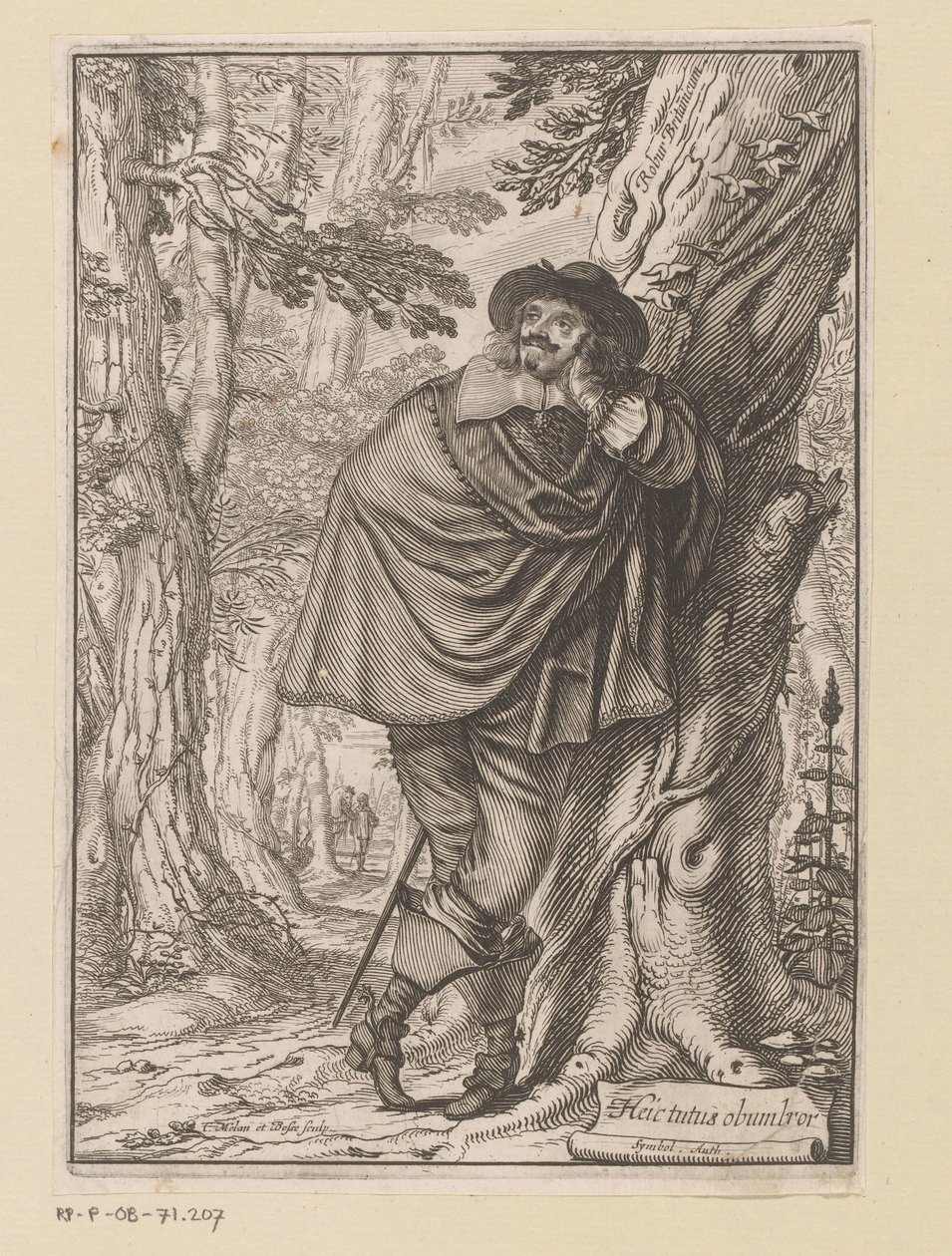 James Howell nojaa puuta vasten Nimisivu: James Howell, Dendrologie (...), 1641 tekijältä Claude Mellan