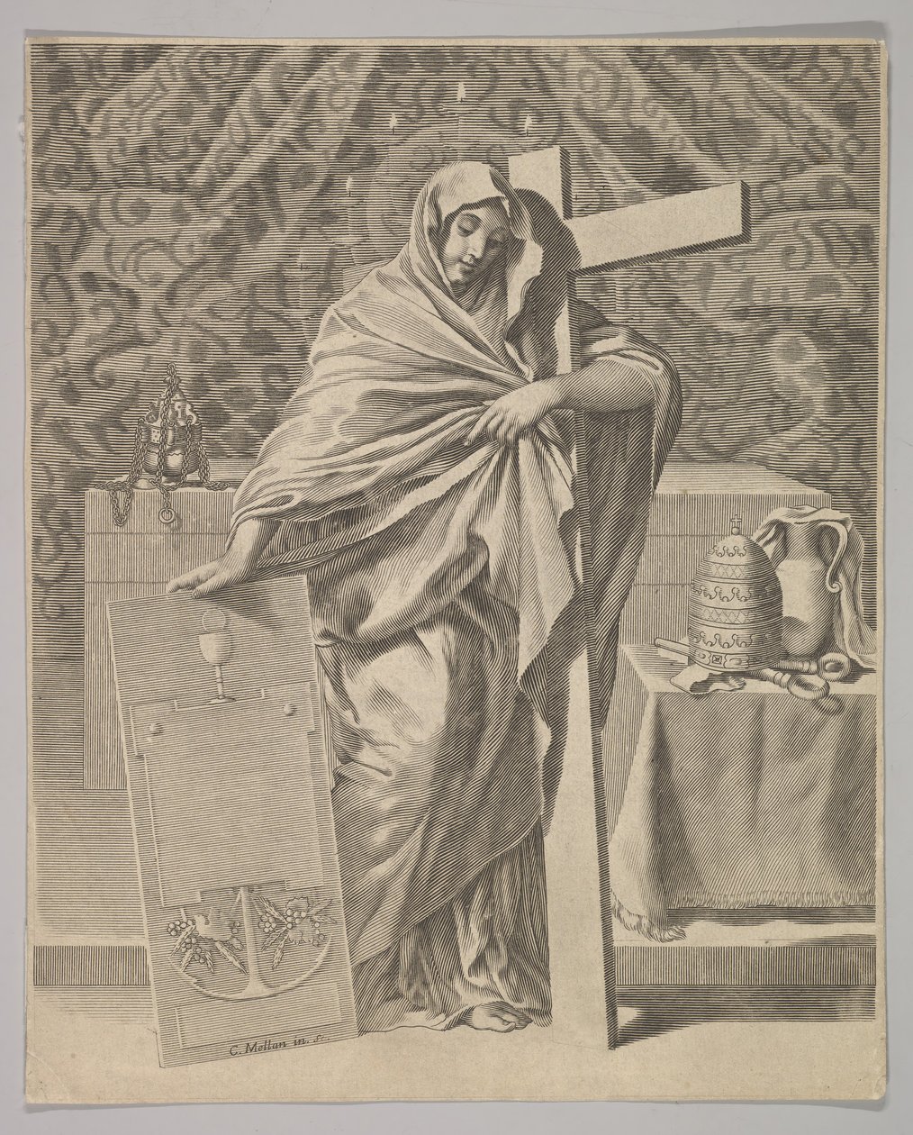 Uskon personifikaatio, 1642. tekijältä Claude Mellan
