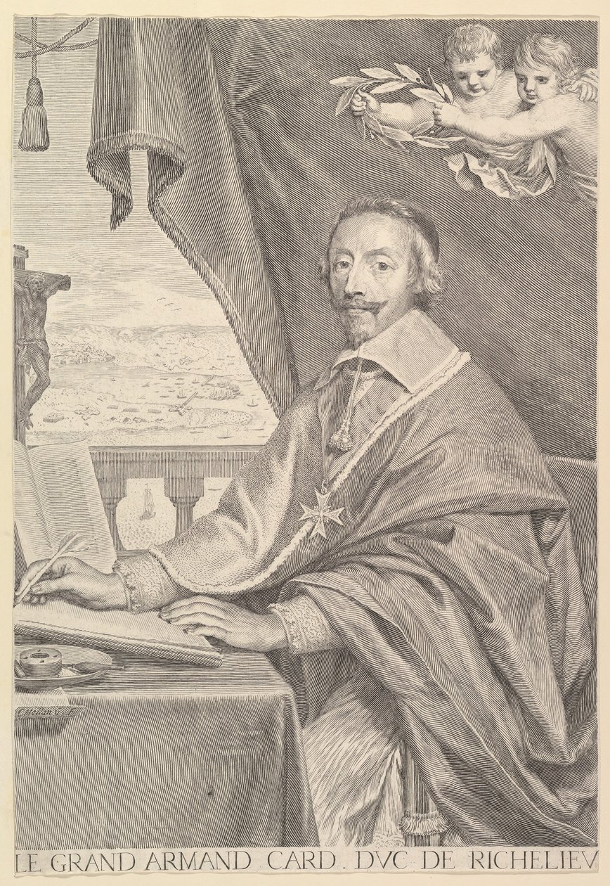 Kardinaali Richelieun muotokuva, 1651. tekijältä Claude Mellan