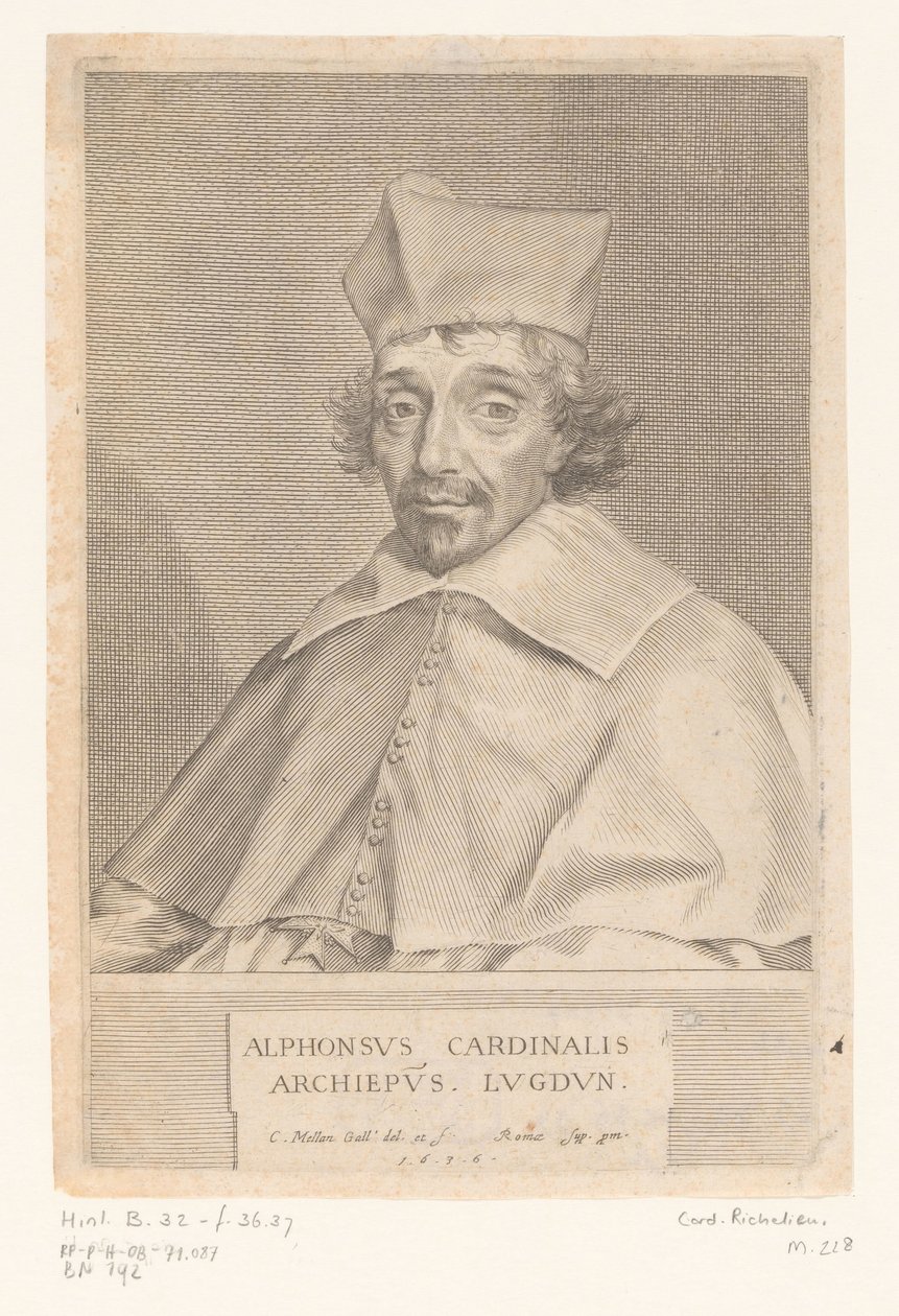 Lyonin arkkipiispan Alphonse Louis du Plessis de Richelieun muotokuva tekijältä Claude Mellan
