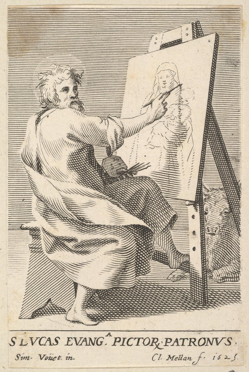 Pyhän Luukkaan maalaus Neitsyt, 1625. tekijältä Claude Mellan
