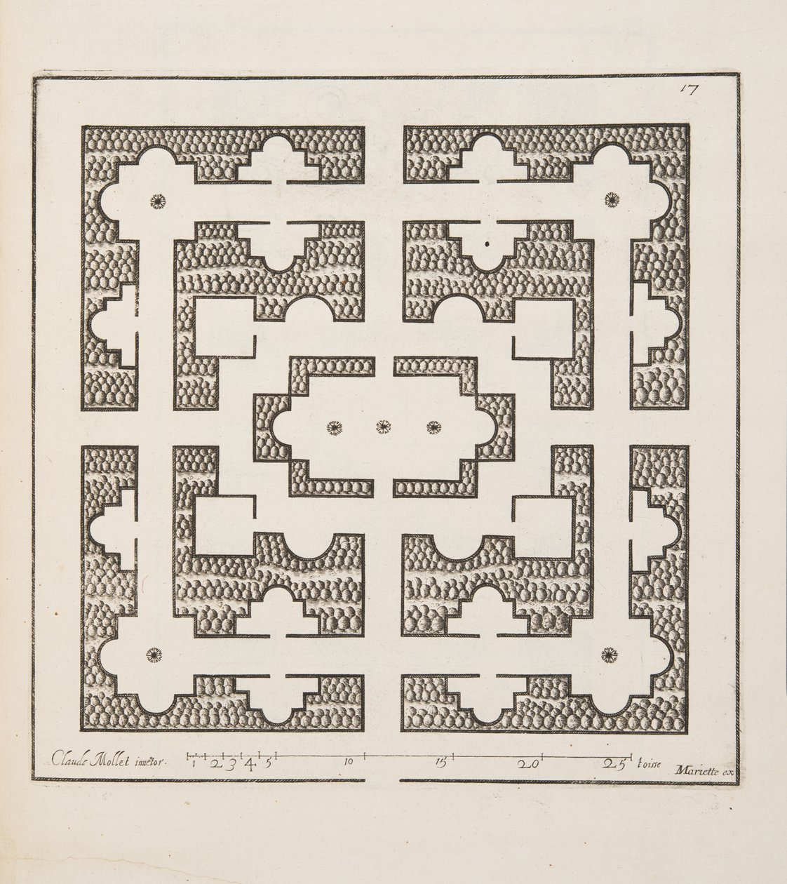 Design for Parterre, Theater des Plans et Jardinages, pub.1652 (kaiverrus) tekijältä Claude Mollet