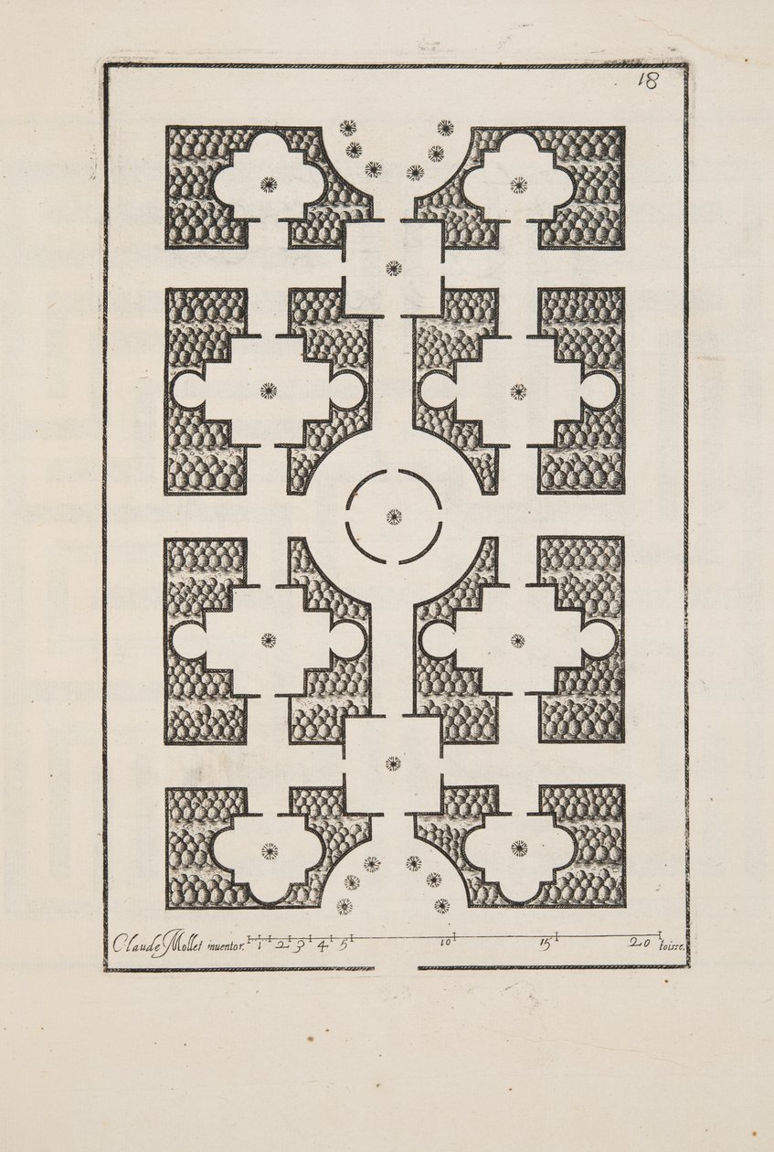 Design for Parterre, Theater des Plans et Jardinages, pub.1652 (kaiverrus) tekijältä Claude Mollet