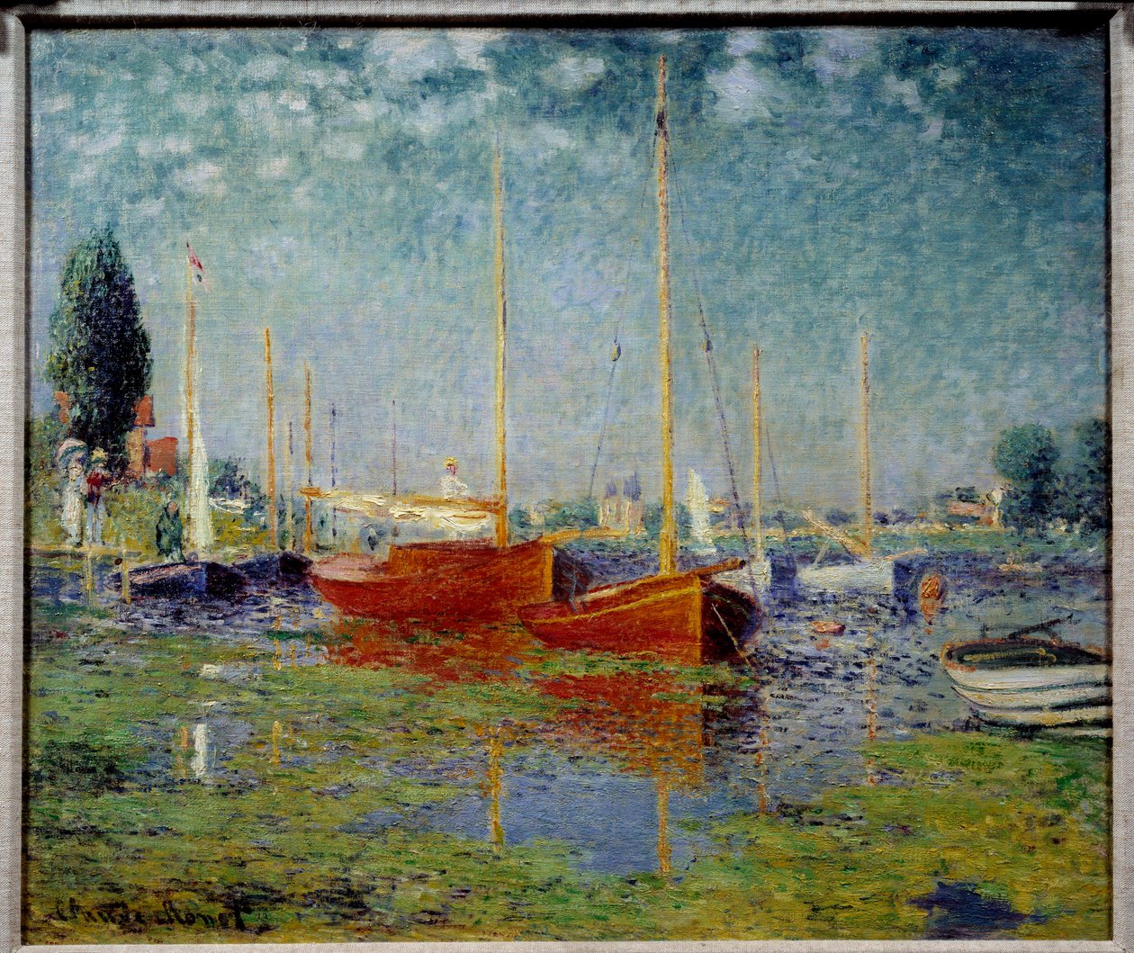Argenteuil. Kaksi punaista purjevenettä tekijältä Claude Monet
