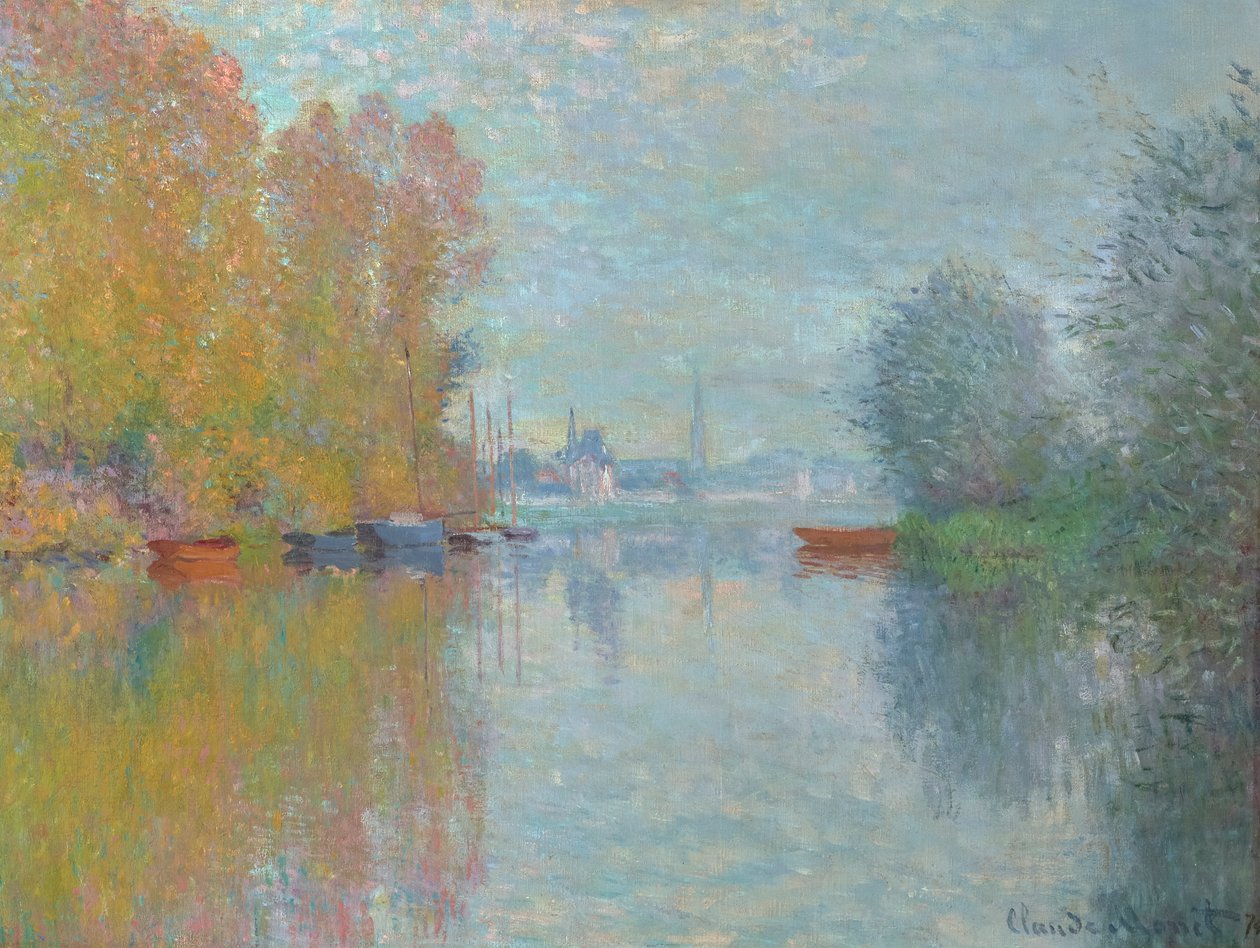 Syksy Seinen varrella, Argenteuil 1873 (Öljy kankaalle) tekijältä Claude Monet