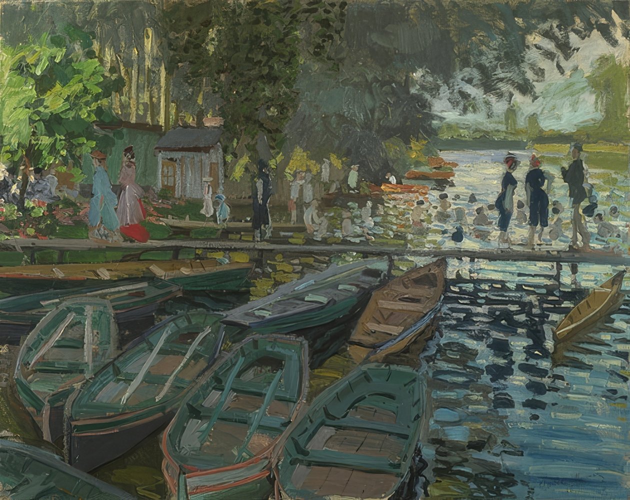 Badende bei La Grenouillère. 1869 tekijältä Claude Monet