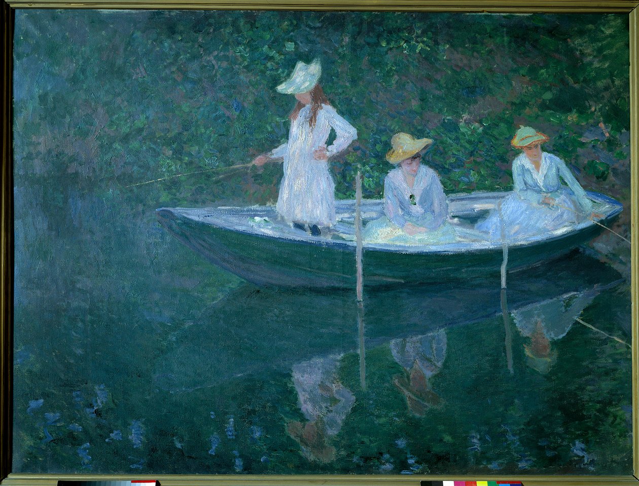 Vene Givernyssä tai norjaksi. Taiteilijan toisen vaimon Madame Hoscheden tyttäret, Germaine, Suzanne ja Blanche, noin 1887. Claude Monet