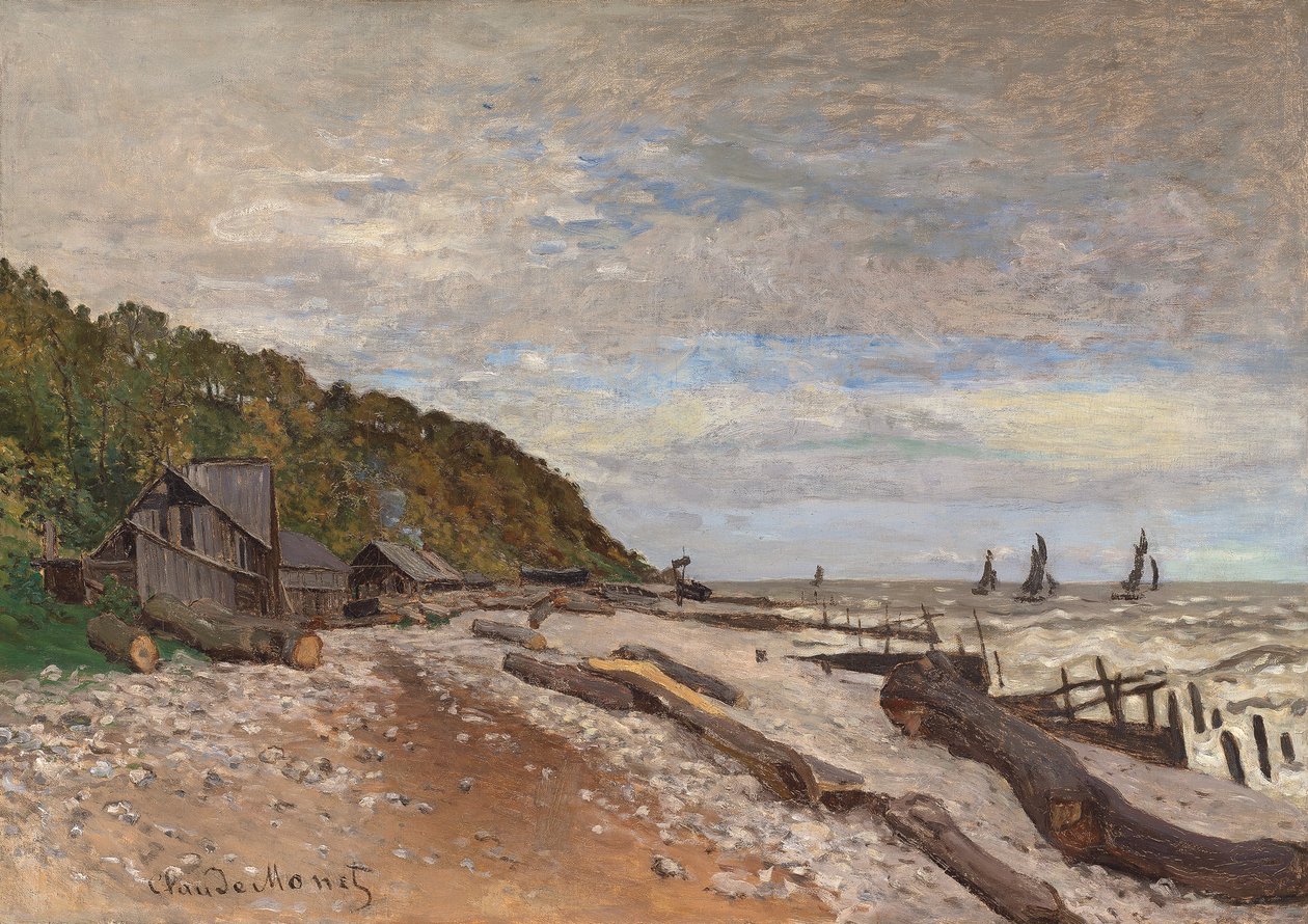 Venetelakka lähellä Honfleuria; Pienten laivojen telakka, lähellä Honfleuria, 1864 tekijältä Claude Monet