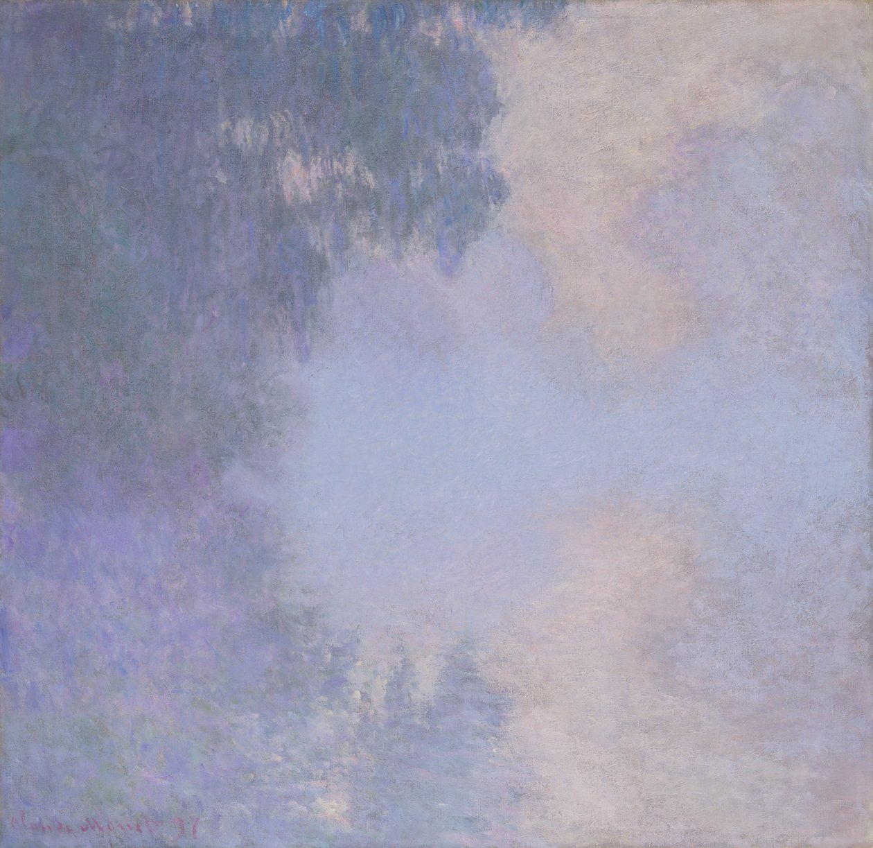 Seinen haara lähellä Givernyä (Sumua) tekijältä Claude Monet