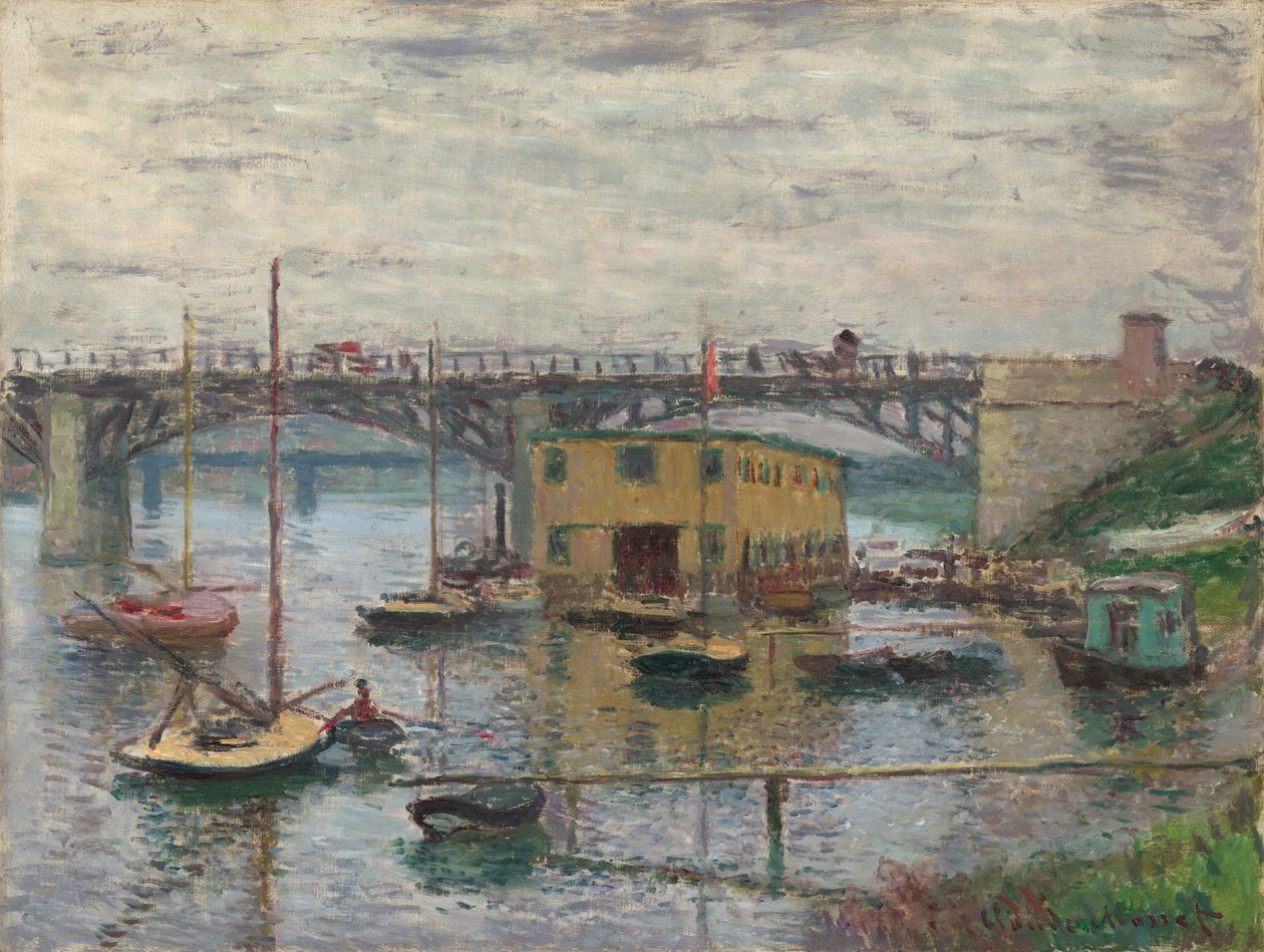 Silta Argenteuilissa harmaana päivänä tekijältä Claude Monet