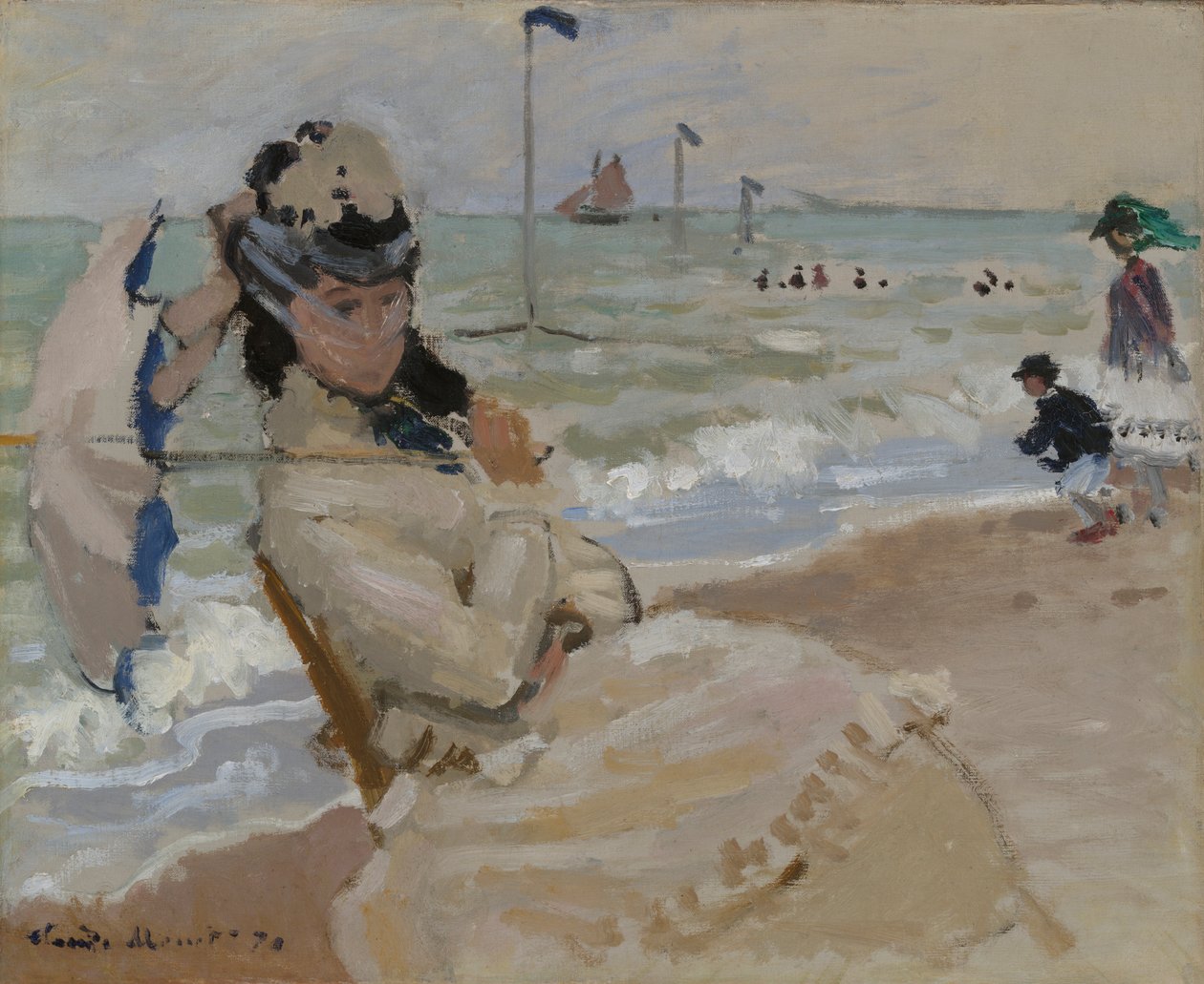 Camille rannalla Trouvillessa tekijältä Claude Monet