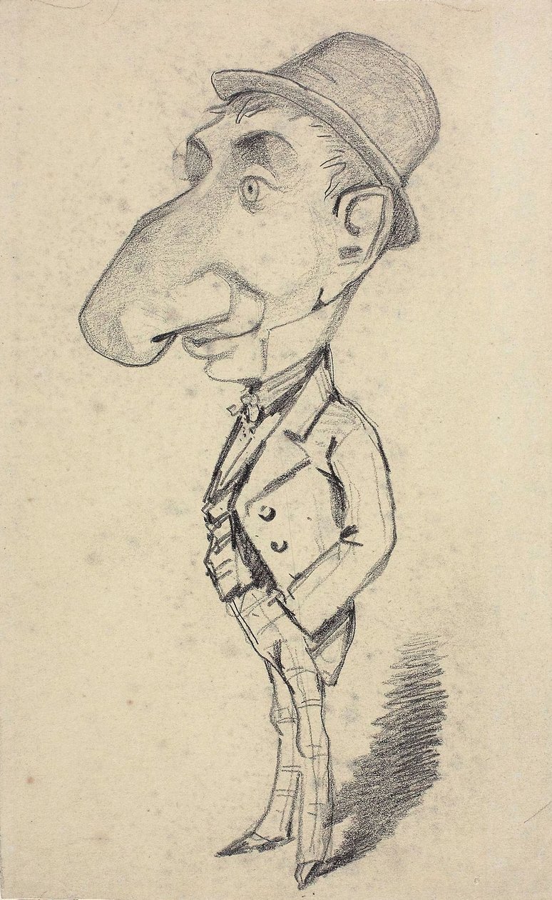 Karikatyyri miehestä, jolla on suuri nenä tekijältä Claude Monet