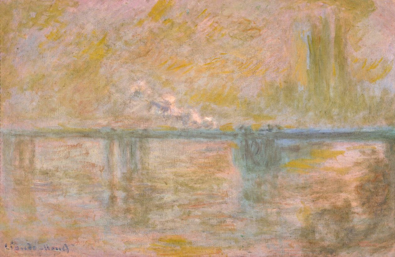 Charing-Cross Bridge Lontoossa, n. 1902 (öljy kankaalle) tekijältä Claude Monet