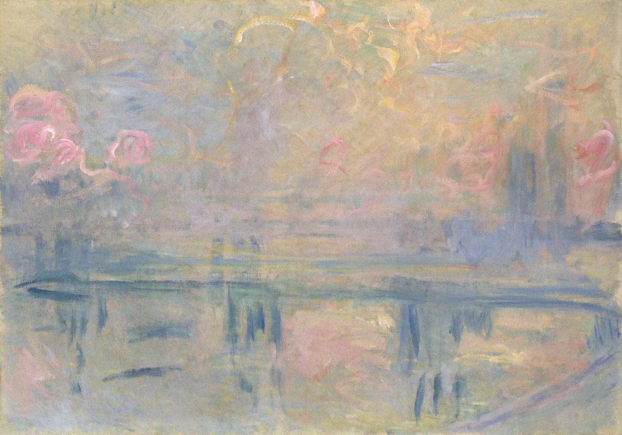 Charing Cross Bridge, n. 1900 (öljy kankaalle) tekijältä Claude Monet