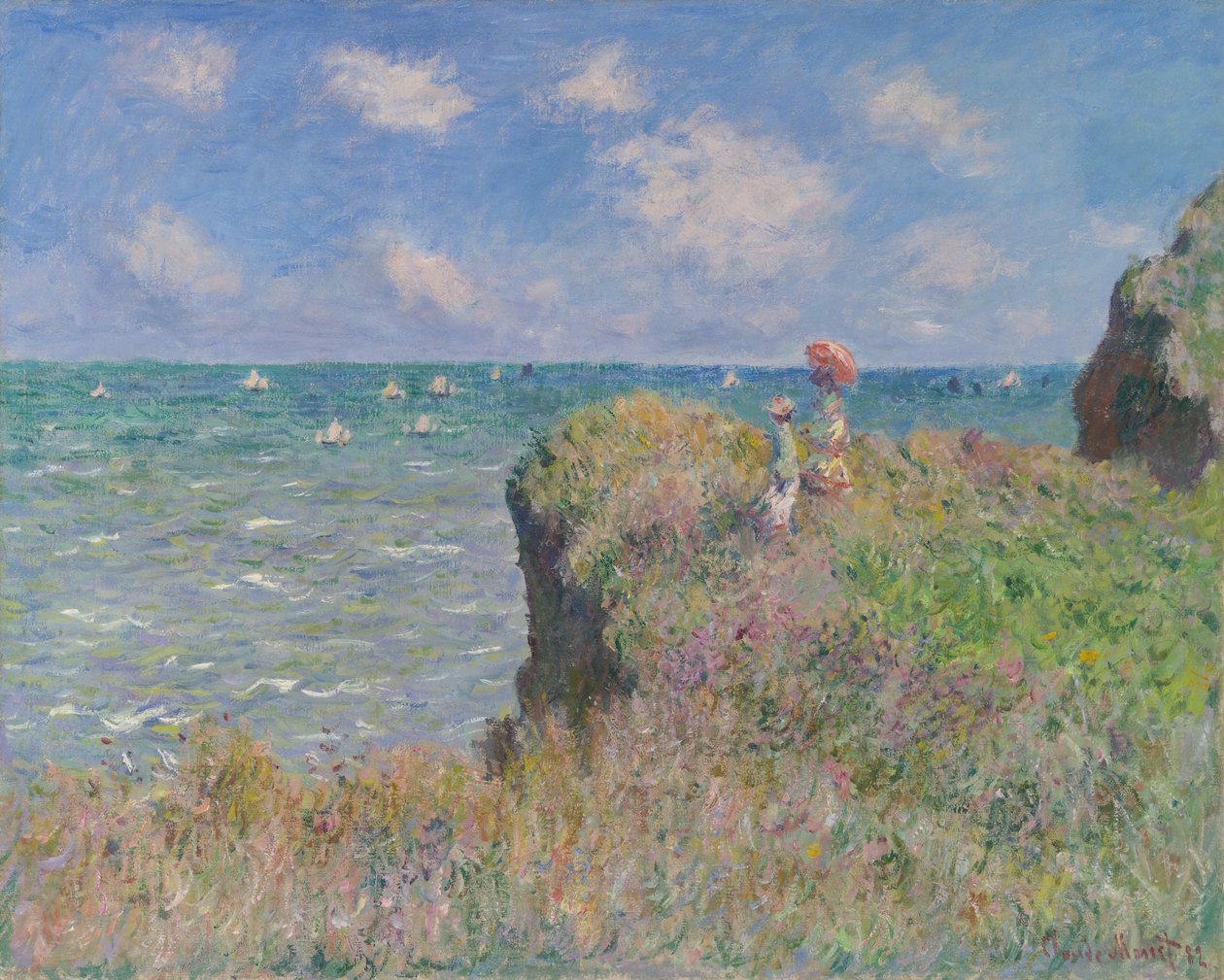 Cliff Walk Pourvillessä, 1882. tekijältä Claude Monet
