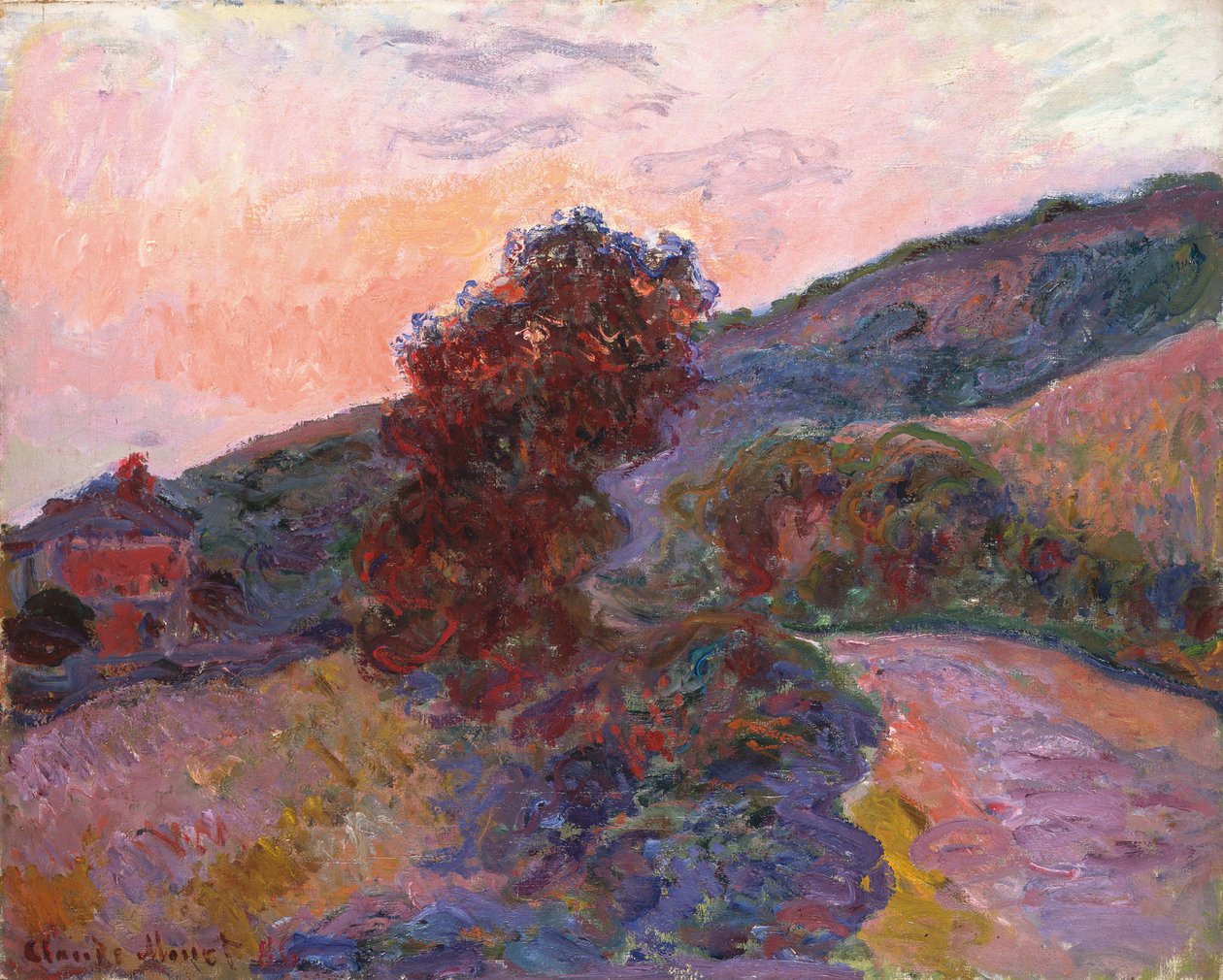 Auringonlasku Givernyssä, 1886 tekijältä Claude Monet