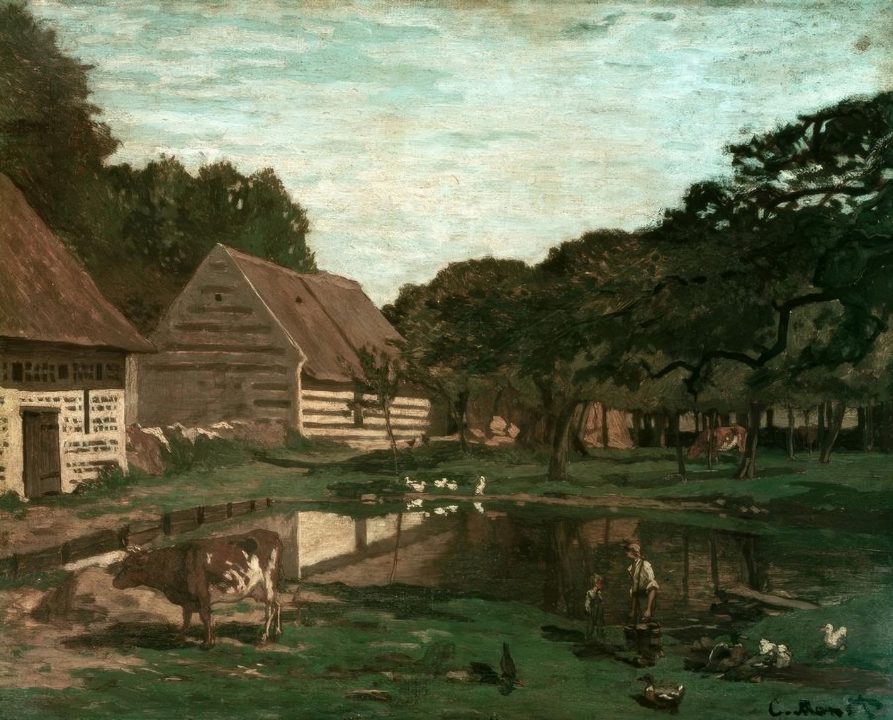 Cour de ferme en Normandie tekijältä Claude Monet