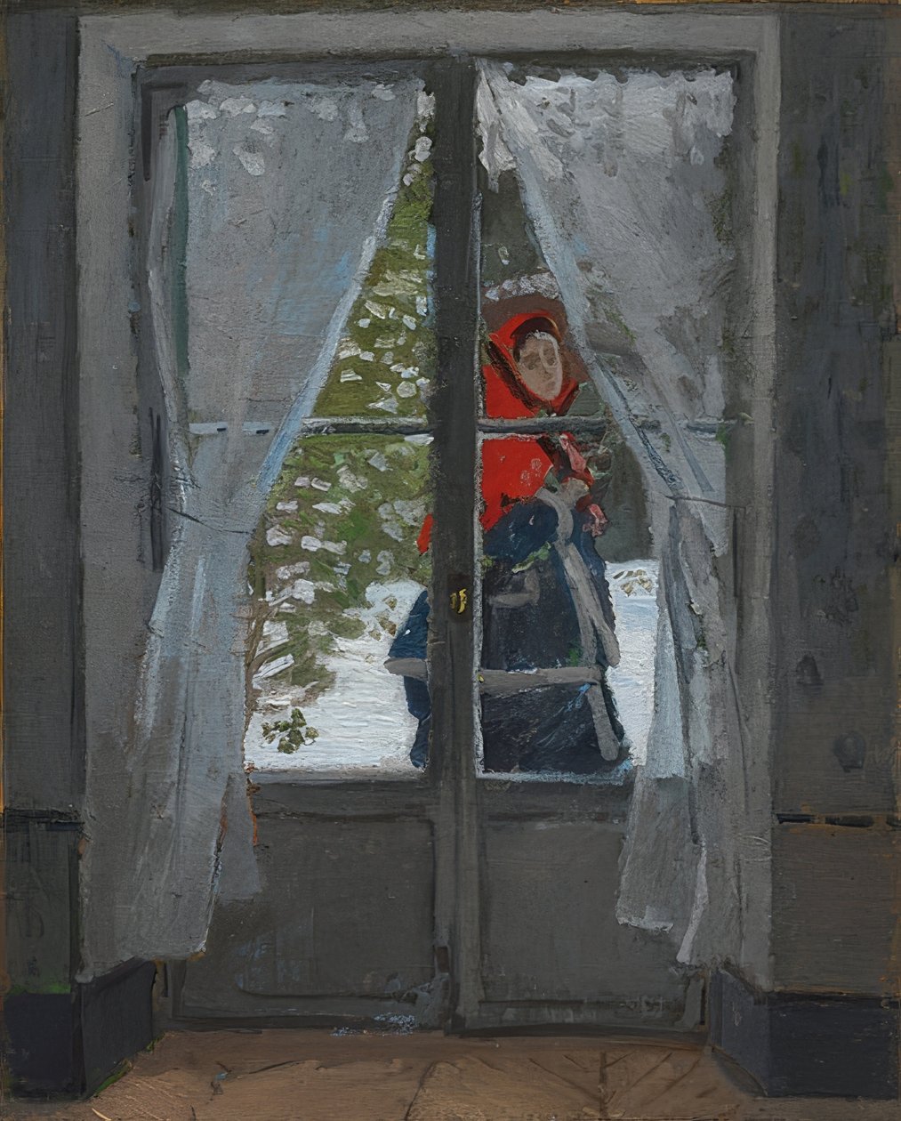 Punainen huivi (La capeline rouge). Noin 1868-73 tekijältä Claude Monet