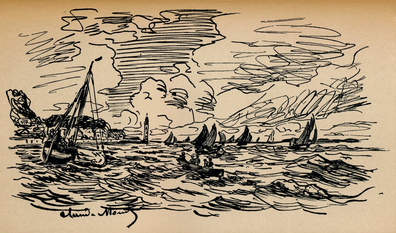 Seinen suu Honfleurissa, n. 1865 tekijältä Claude Monet