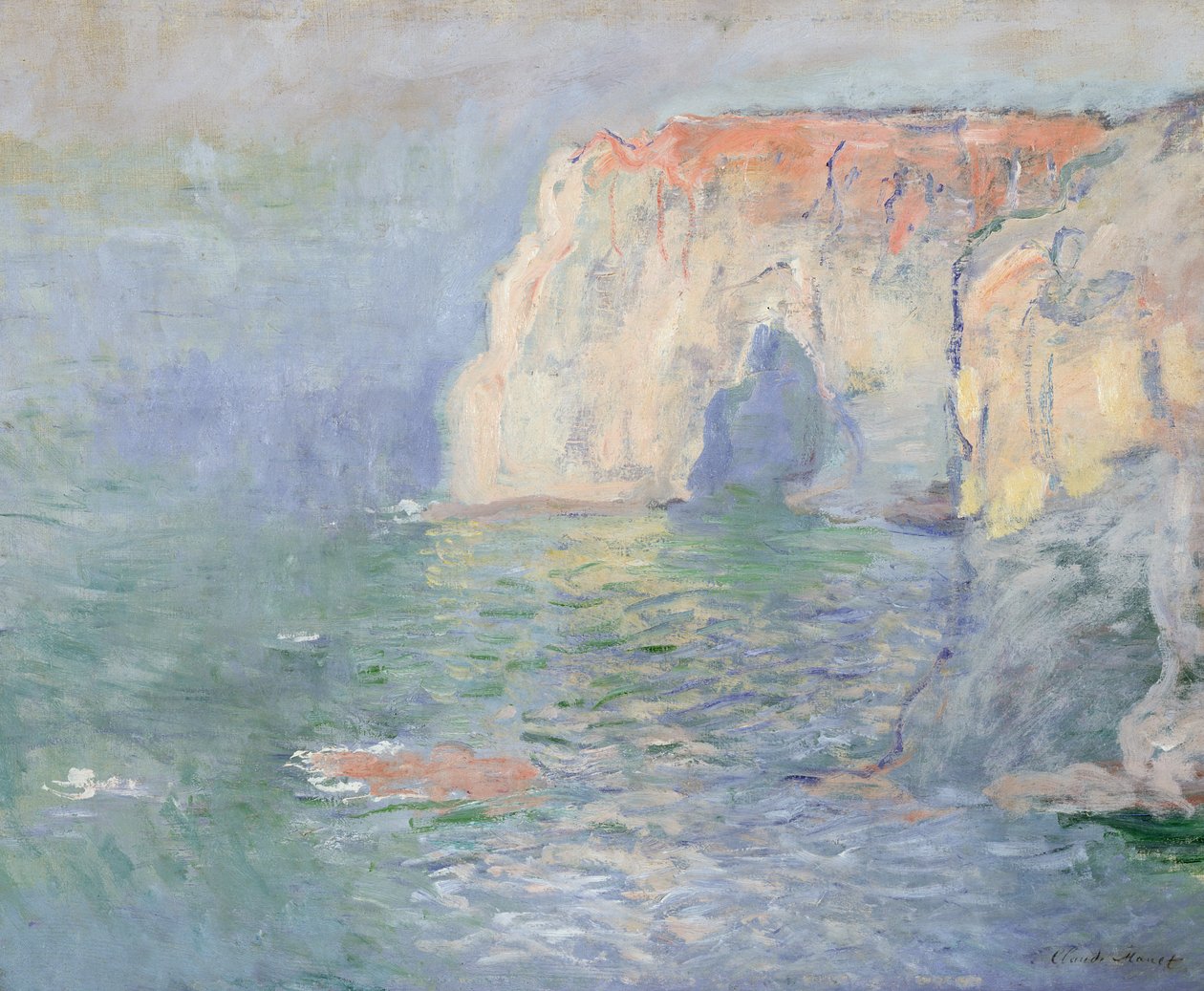 Etretat: La Manneporte, heijastuksia vedessä tekijältä Claude Monet