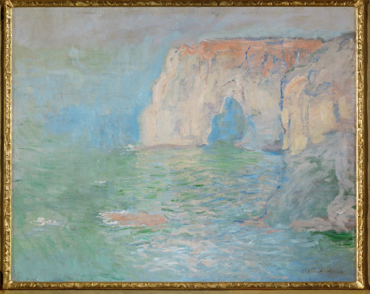 Etretat: Manneporte, heijastuksia vedessä (öljy kankaalle) tekijältä Claude Monet