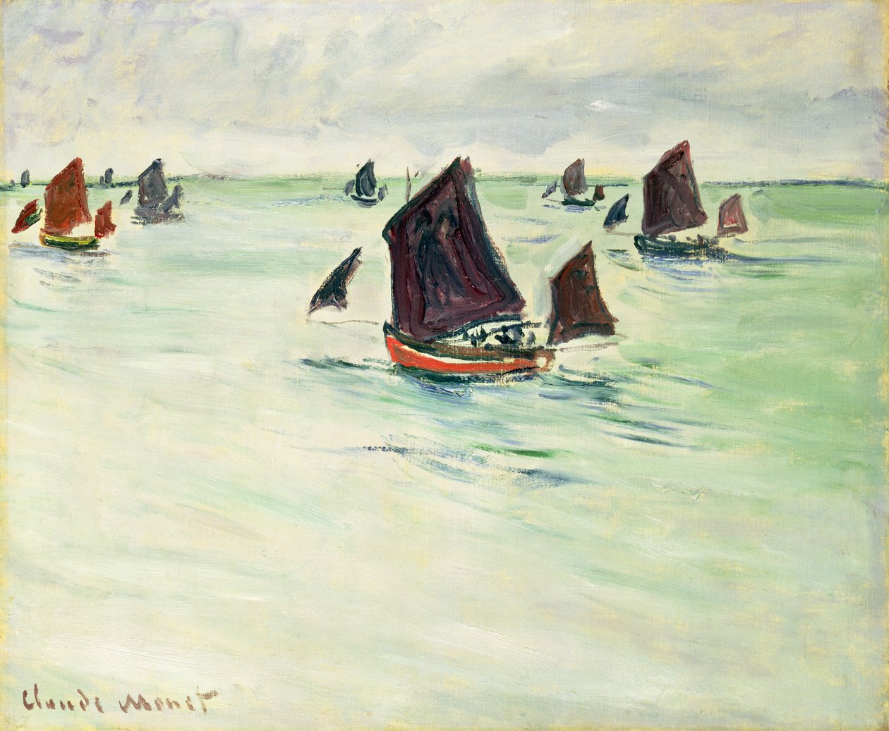 Kalastusveneet suuressa Pourvillessä, 1882 tekijältä Claude Monet