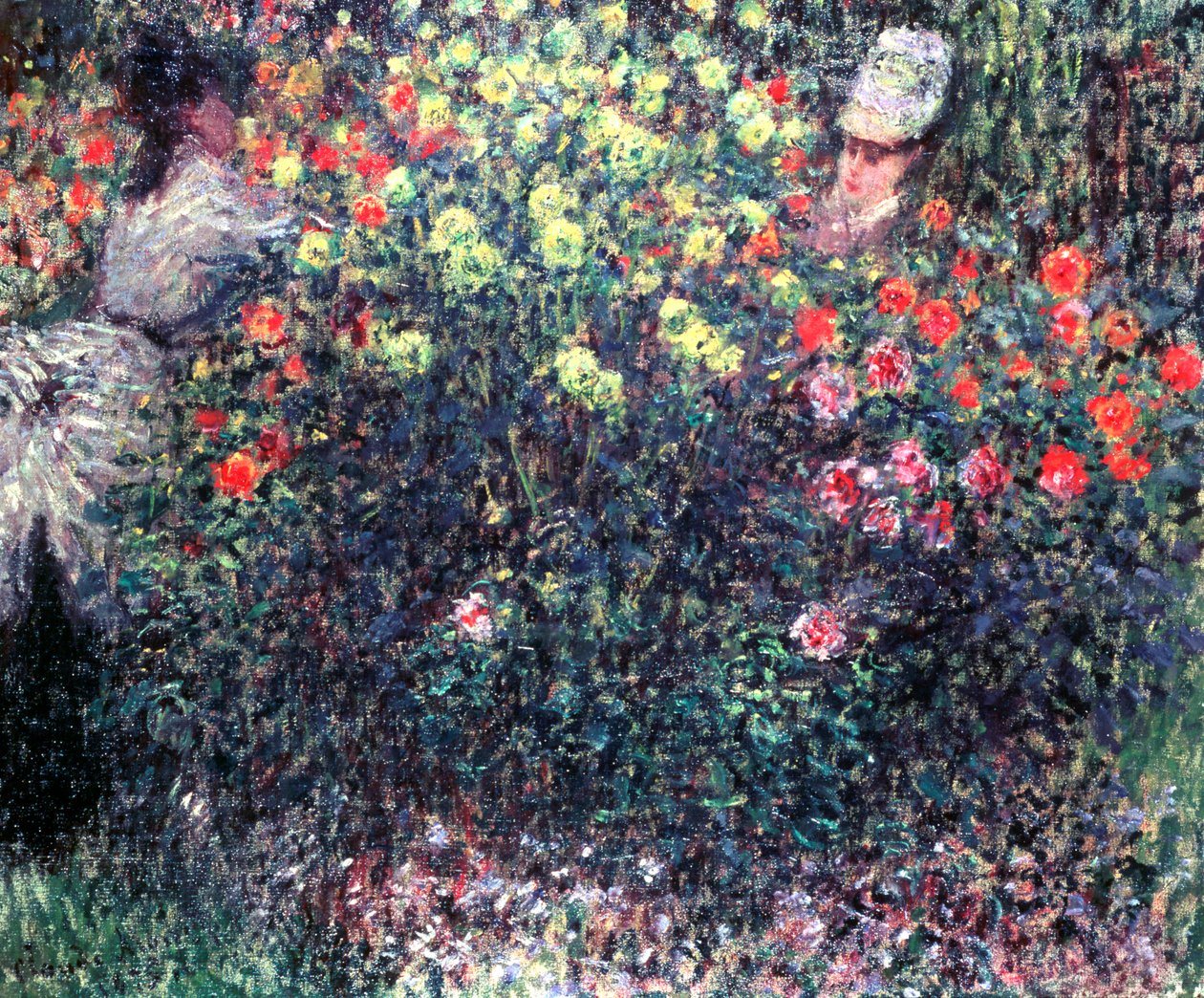 Tytöt kiinteässä daaliamassassa, 1875 tekijältä Claude Monet