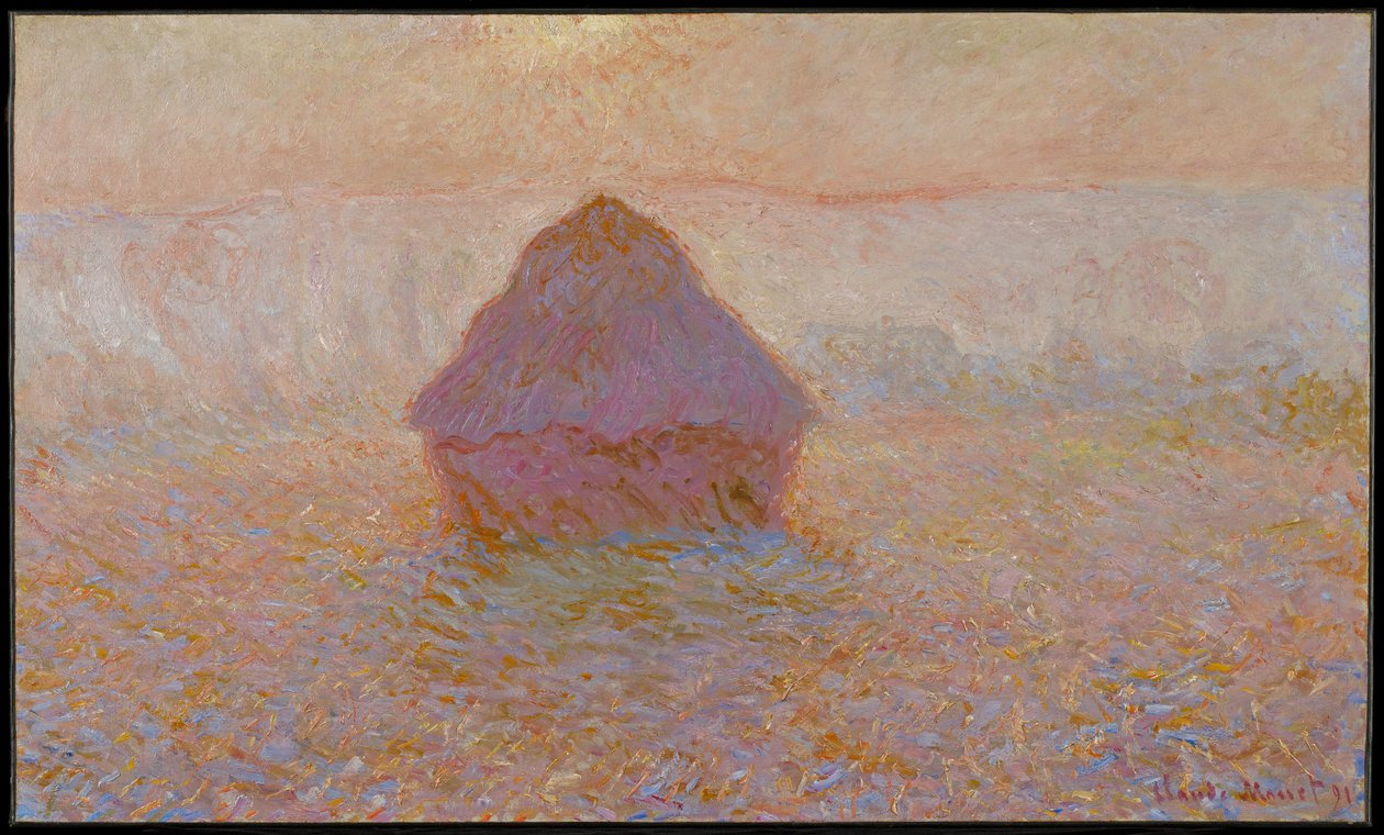 Viljapino, aurinko sumussa tekijältä Claude Monet