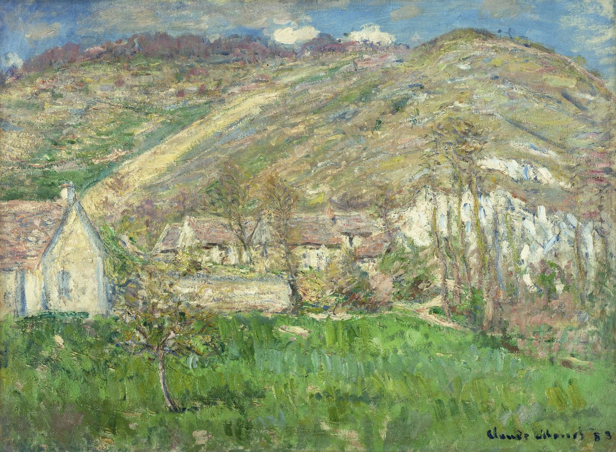 Hamlet kallioilla lähellä Givernyä; Hameau de Falaises pres Giverny, 1885 tekijältä Claude Monet